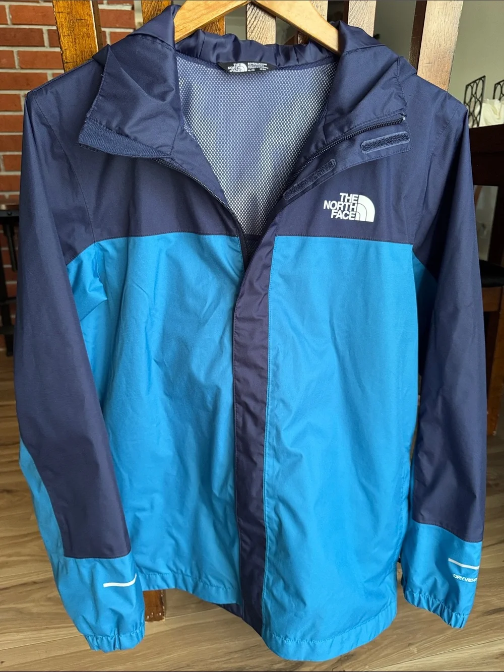The North Face Kids Blue Two-Tone Hooded Rain Jacket